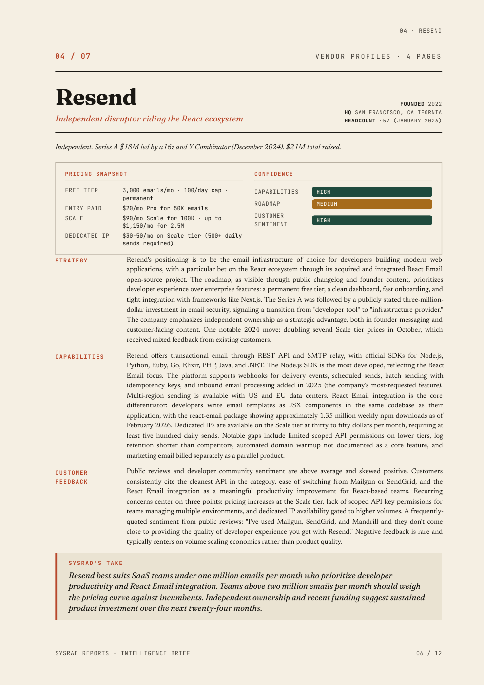 Sample report vendor profile